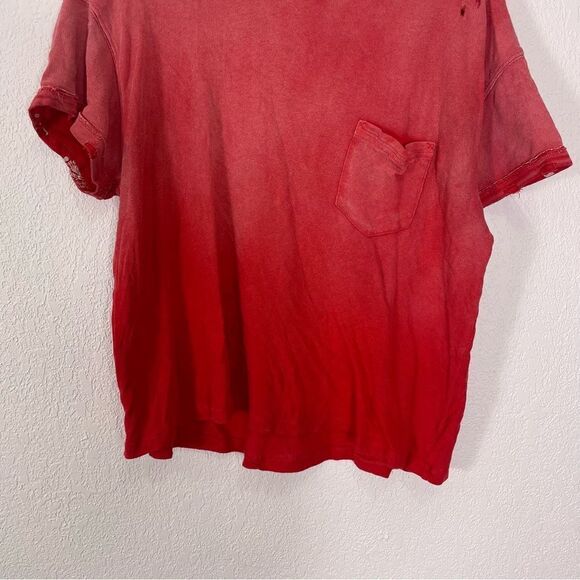 We The Free | Free People Red Faded & Distressed Oversized Tshirt - Picture 4 of 6